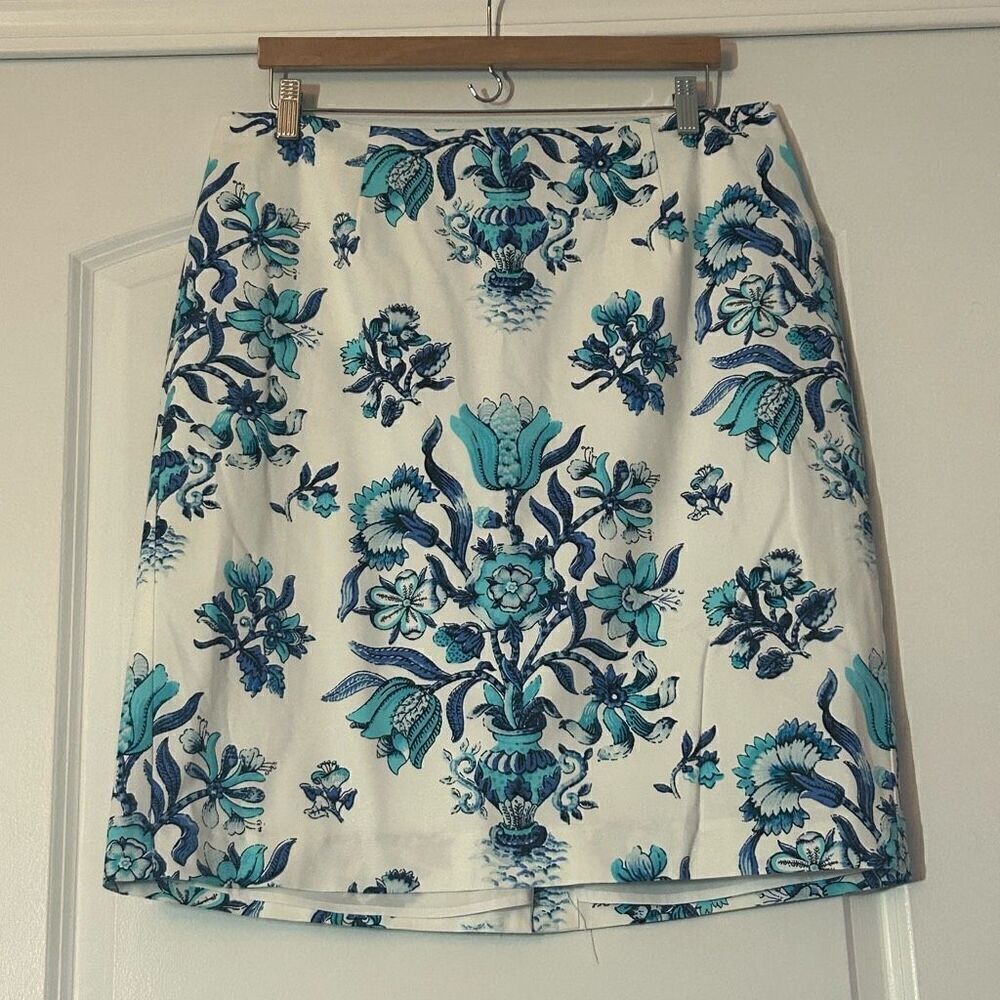 Talbots Blue Floral A-Line Skirt 14W